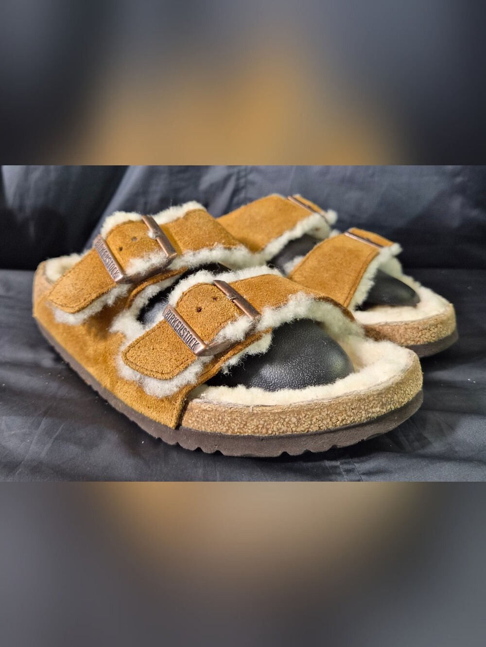 Women's Birkenstock Arizona Shearling "Mink" Sandals Sz. 8-8.5 (39/250)